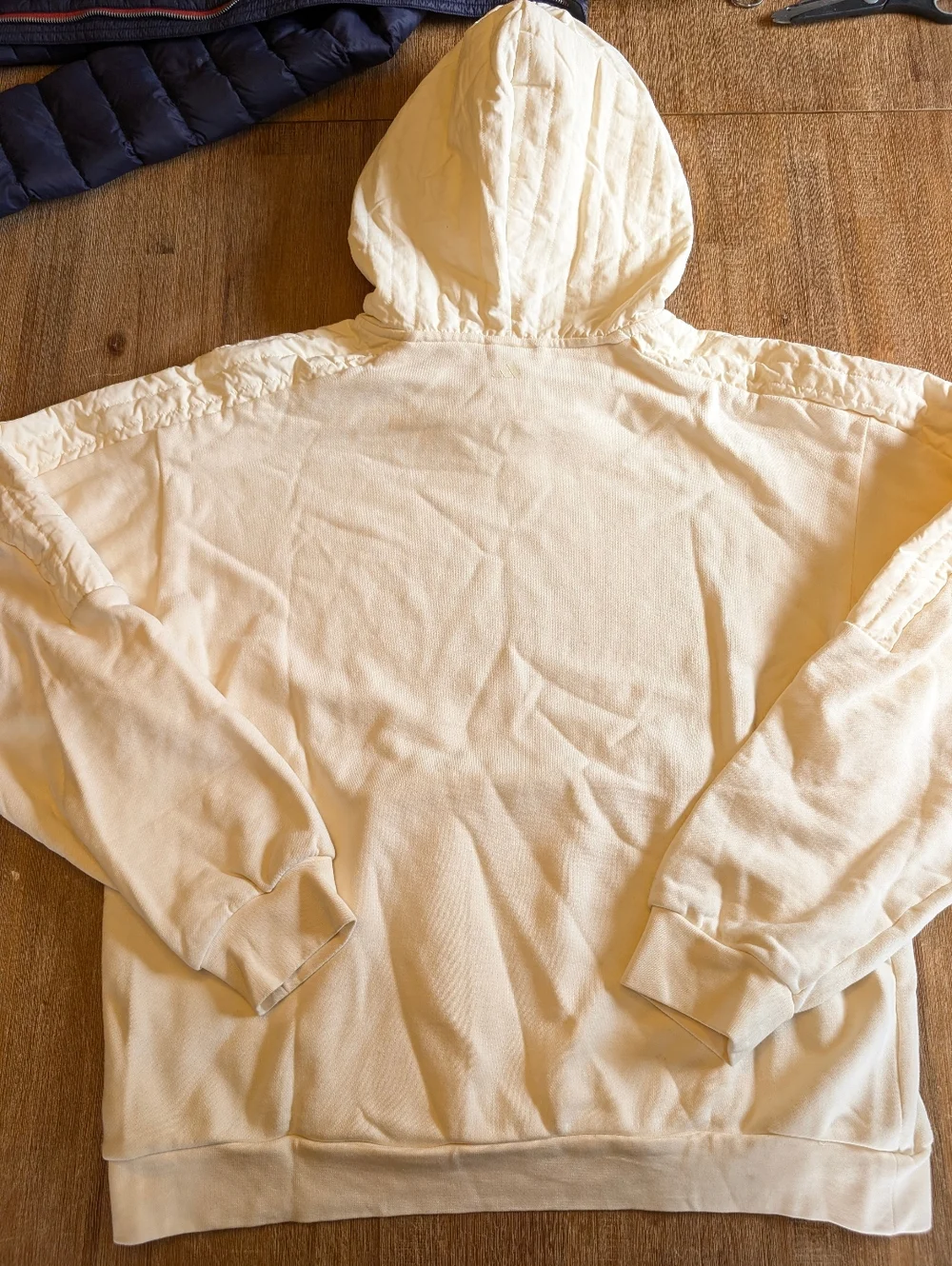 ADIDAS Harden Quilted Basketball French Tery Hoodie In Ivory Size L